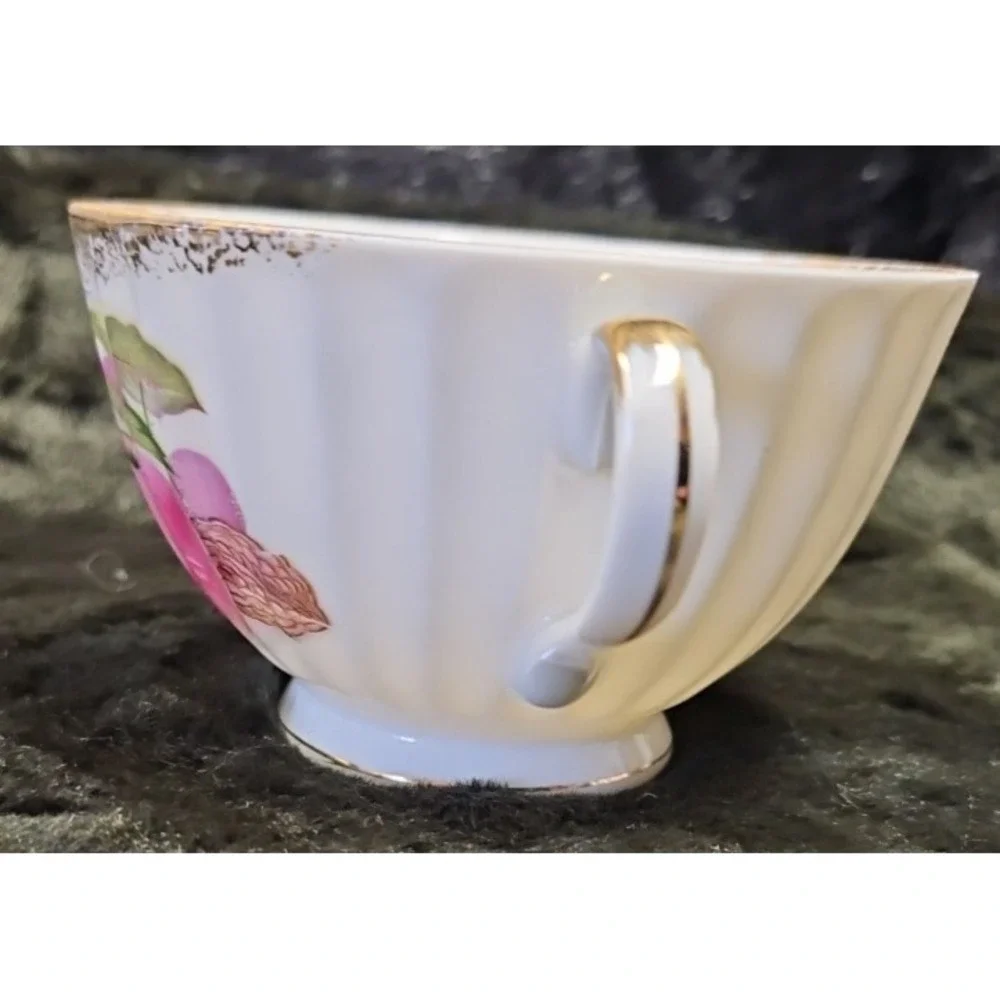Royal Sealy hand-painted fruit design cup and saucer set